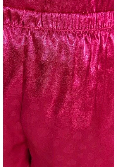 Rosé Heart Saten Şortlu Pijama Takımı Pembe