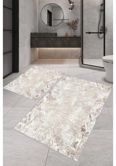 Eliana Home Dijital Baskı 2'li Banyo Paspas Takımı Lna5-0561 100x60 Ve 60x50 Cm Krem