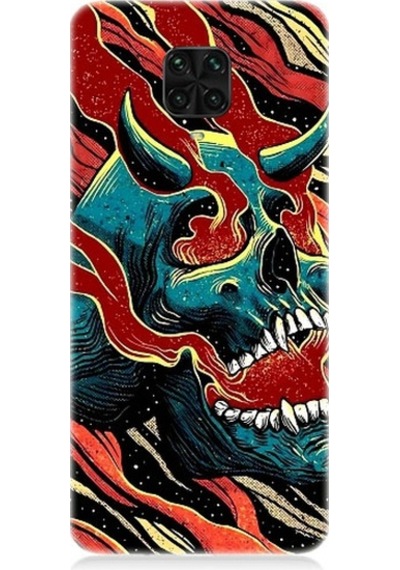 Xiaomi Redmi Note 9 Pro Uyumlu Devil Skull Şeytan Kafatası Desenli Silikon Kılıf