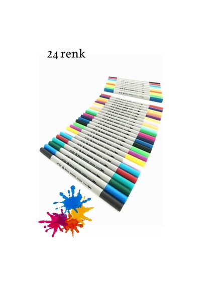 Brushpen Çift Taraflı Keçeli Kalem 24 Lü Çift Uçlu Gnsrkfaz3092