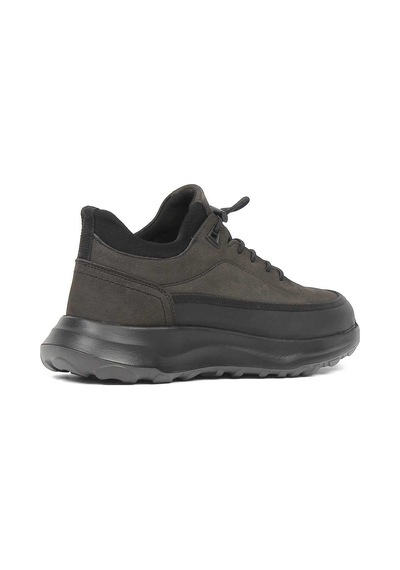 Erkek Antrasit Nubuk Siyah Deri Sneaker