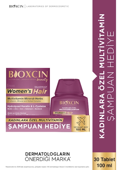 Womens Hair 30 Tablet + Seyahat Boy Multivitamin Şampuan