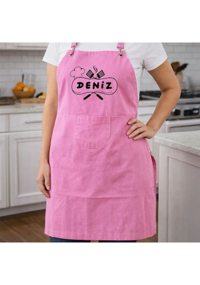 Bk Gift Kişiye Özel İsimli Pembe Mutfak Önlüğü -1, Aşçı Ve Şef Önlüğü, Ev Hediyesi Kobitmeyencom36645 Bk Gift Renkli