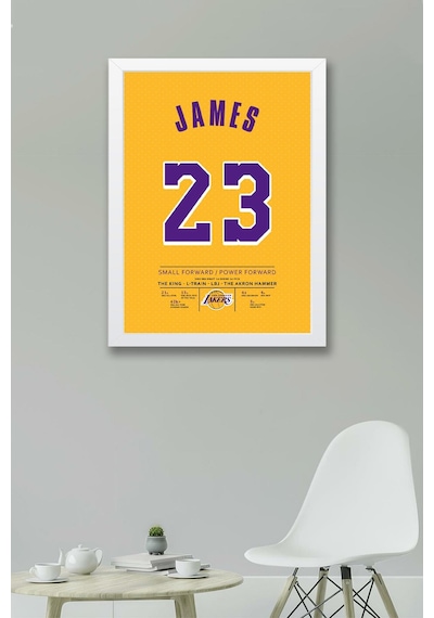 Lebron James Forma Çerçeveli Tablo - Nba Los Angeles Lakers Jersey