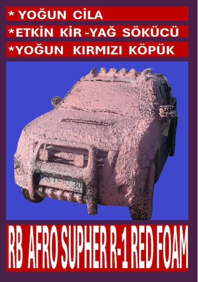Rb Afro Supher R-1 Firçasiz Cilalı Renkli Oto Yıkama Şampuanı Kırmızı Köpük 5 Kg
