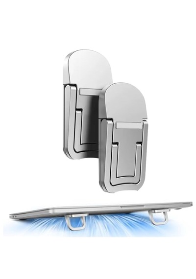 Go İthalat 1 Çift Yapışkanlı Katlanabilir Laptop Standı Mini Notebook Yükseltici, Taşınabilir Kaym