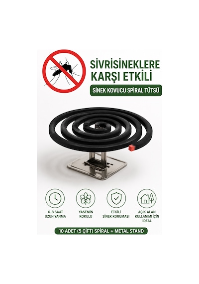 Bakgelal Sivrisinek Kovucu Spiral Tütsü Yasemin Kokulu 10 Adet 5 Çift , Haşere Ve Sinek Kovucu Bahçe Balkon Teras Kamp Piknik İçin
