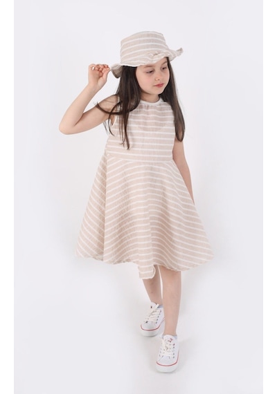 Aden Kids Kız Çocuk Çizgili Yazlık Elbise Ve Şapka Takımı 2'li - 4-12 Yaş Pembe, Mavi, Bej, Bordo Aden Kids Kız Çocuk Çizgili Yazlık Elbise Ve Şapka Takımı 2'li - 4-12 Yaş Pembe, Mavi, Bej, Bordo