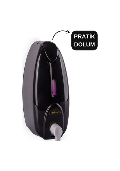 Flosoft F160s Pratik Kapaklı Siyah Köpük Verici 500 Ml, Duvara Monte Ekonomik Köpük Sabun Dispenseri Siyah