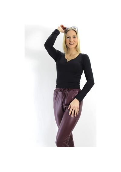 Rouge Basıc Mikro Armut Yaka Body Siyah