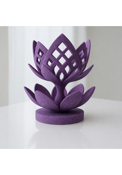 3d Baskı Lotus Çiçeği Mumluk - Dekoratif Tealight Mumluk-mor Diğer