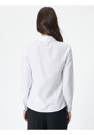 Koton Slim Fit Gömlek Uzun Kollu Düğmeli Beyaz 4sak60371uw Beyaz