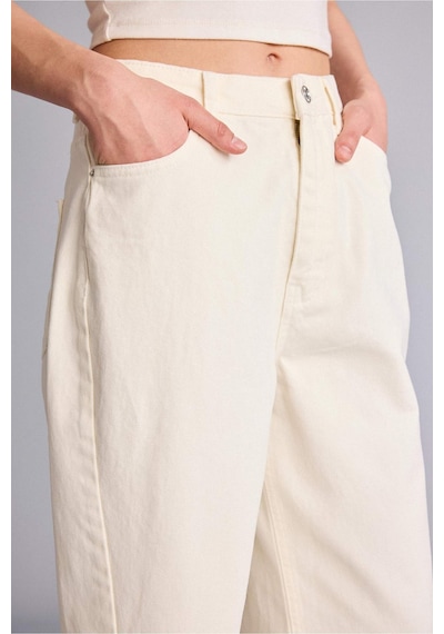 Defacto %100 Pamuk Baggy Fıt Normal Bel Gabardin Pantolon G9893ax26spwt84 Beyaz-wt84