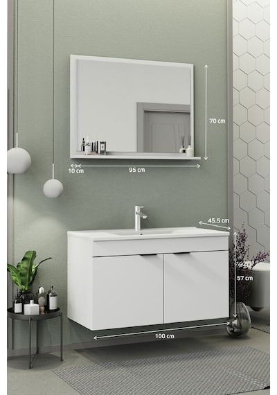 Biani Fix Arya 100 Cm Banyo Dolabı,Seramik Lavabolu, Aynalı,Lavabo Dahil,Mdf,Mat Beyaz Biani Fix Arya 100 Cm Banyo Dolabı,Seramik Lavabolu, Aynalı,Lavabo Dahil,Mdf,Mat Beyaz