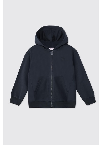 About Blank Panço Unisex Çocuk Lacivert Fermuarlı Sweatshirt Acı Kahverengi