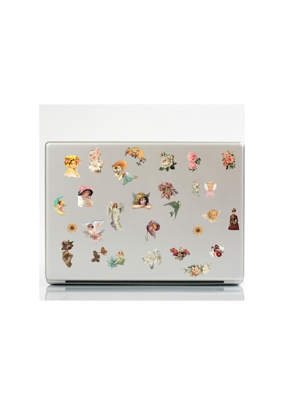52 Adet Fairy Art Rönesans Sanat Sticker Seti - Etiket Seti Scrapbook Bullet Journal Çok Renkli