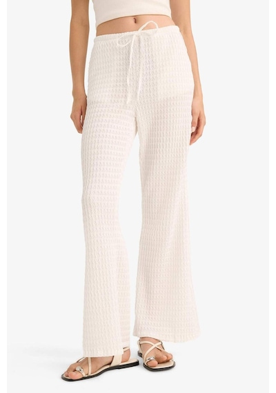 Defacto Wide Leg Cepli Normal Bel Standart Boy Bürümcük Pantolon F7659ax25auwt32 Beyaz