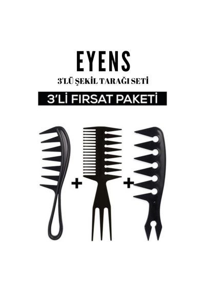 Eyens 3'lü Wax Şekil Tarağı Seti