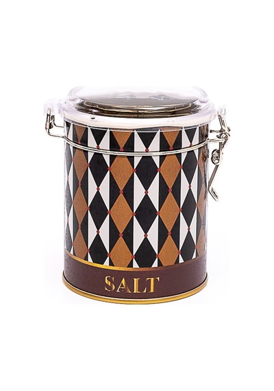 Circus Salt Desenli Kilitli Kapaklı Yuvarlak Metal Kutu, 9 X 11 Cm, 0.6 Lt