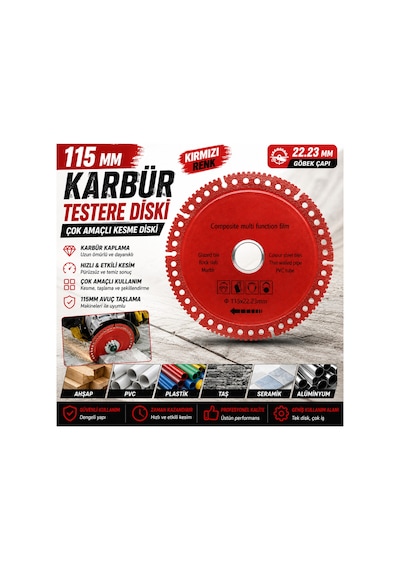 Senbang 115 Mm Kırmızı Karbür Çok Amaçlı Kesme Diski 22.23 Mm Spiral Taşlama Makinesi Uyumlu Ahşap Pvc Plastik Seramik Mermer Alüminyum