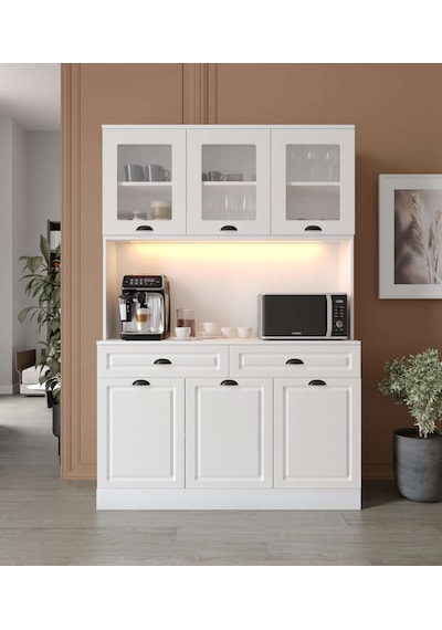 Guneystore Luna Kahve Köşesi - 140 Cm Mdf Mutfak Dolabı - Led Aydınlatmalı Beyaz Guneystore Luna Kahve Köşesi - 140 Cm Mdf Mutfak Dolabı - Led Aydınlatmalı Beyaz