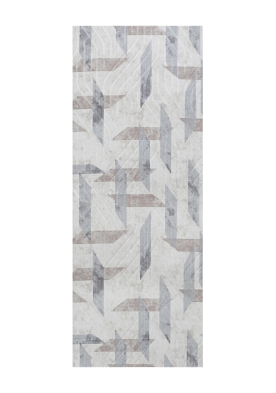 Salon Halısı Bej Gri Geometrik Desenli Modern Fch3022