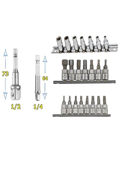 Rico 1/4 E Lokma Takımı Allen Torx Bits Seti Matkap Lokma Tutucu 24 Parça