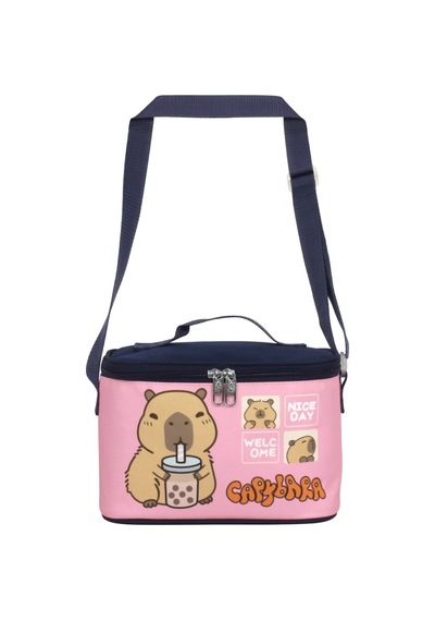 Capybara Kız Çocuk Isı Yalıtımlı Beslenme Çantası - Lacivert - Pembe - 5204 Çok Renkli