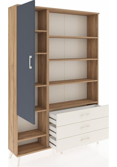 Arges Dolap 9 Raflı 3 Çekmeceli Tek Kapaklı 132x30x195 Çam-antrasit/aytaşı Antrasıt/aytası Arges Dolap 9 Raflı 3 Çekmeceli Tek Kapaklı 132x30x195 Çam-antrasit/aytaşı Antrasıt/aytası