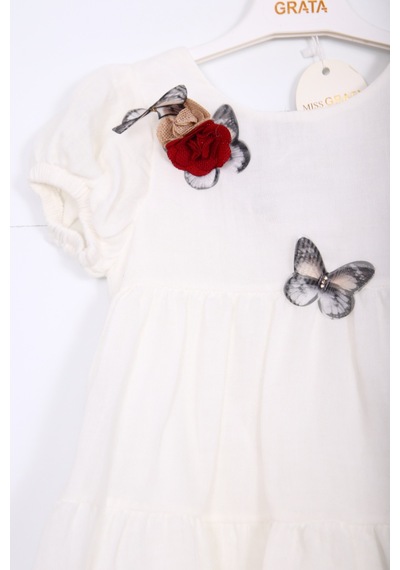 Xo Kids Kız Çocuk Elbise 4-8 Yaş 9213 Beyaz