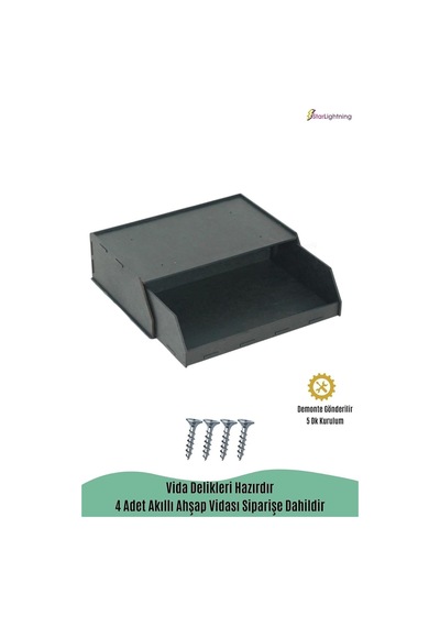 Gizli Çekmece Organizer Masa Altı Saklama Kabı Siyah Renk Model 3 8683400402562