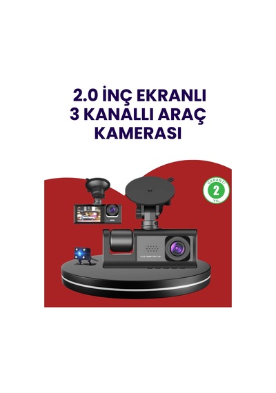 Mey İthalat Üç Kameralı Araç Kamerası Full Hd 1080p Ön + Hd İç/arka