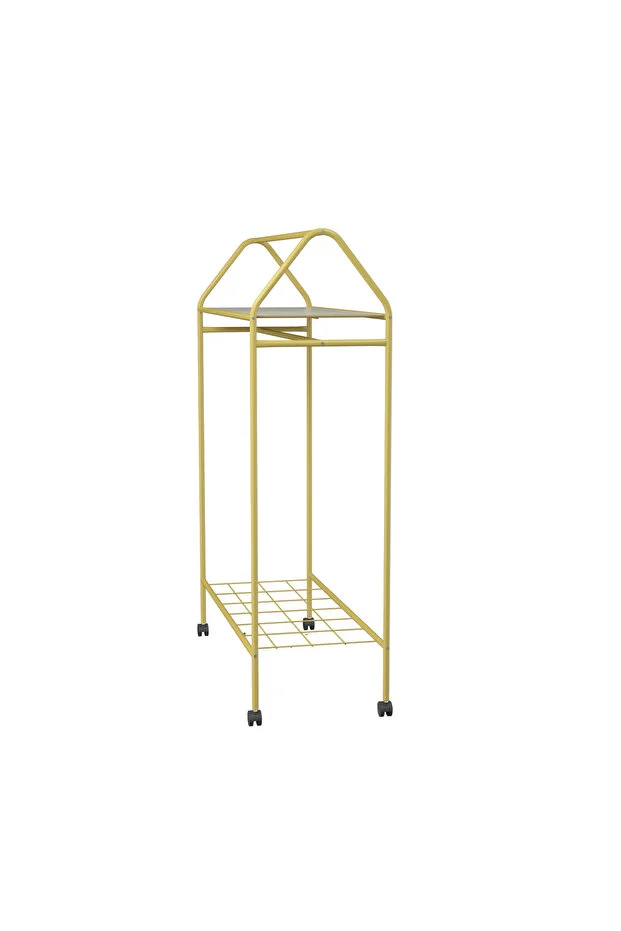 Tekerlekli Home Hanger Metal Askılık Ayaklı Askılık Sarı
