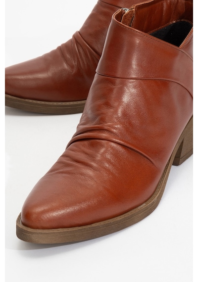 Luvishoes Luvi Shoes Rule Koyu Taba Hakiki Deri Kadın Kalın Topuklu Bot Koyu Taba