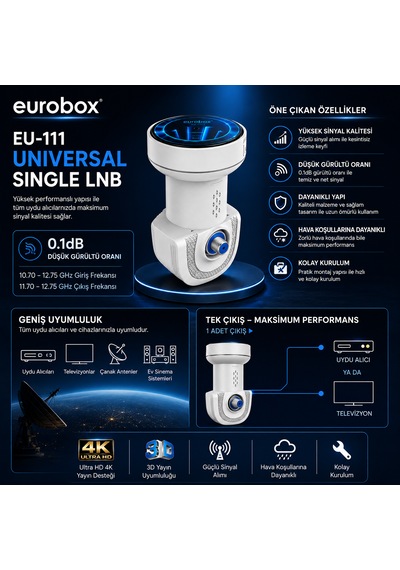 Eurobox Eu-111 Tekli Universal 4k Uydu Lnb