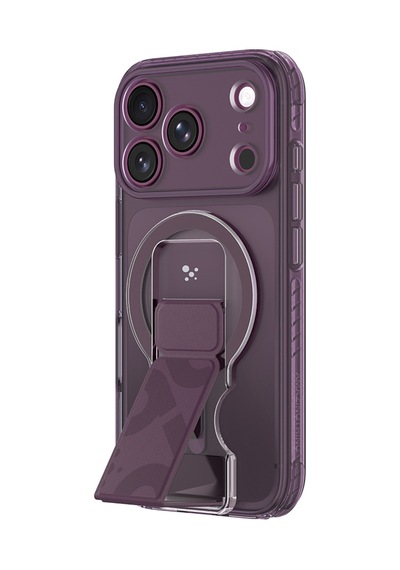 Apple iPhone Uyumlu 18 Pro Kılıf M-safe Şarj Özellikli Standlı Amazingthing Titan Pro Grip Stand Serisi Kapak Mor