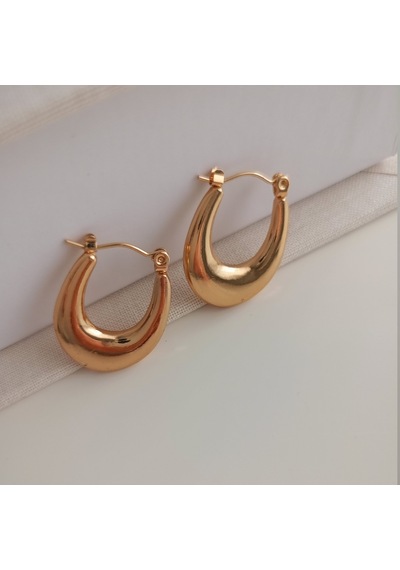 Lente Aksesuar Gold Renk Çelik Bold Damla Küpe - Suya Dayanıklı Modern Tasarım Altın
