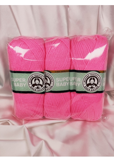 Super Baby Bebe Pembe El Örgü İpi Art No:1758 Nm:3.4 100gr. 340mt. 3 Adet - Renk: 040
