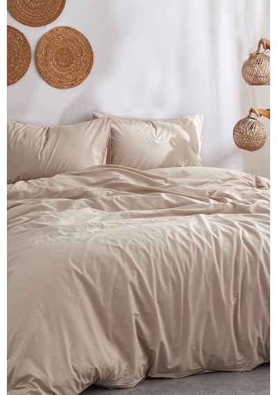 Soft Kahverengi %100 Pamuklu Çift Kişilik Nevresim Takımı