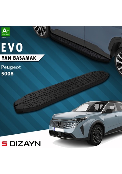 S-dizayn Peugeot 5008 3 Elektrikli Evo Siyah Yan Basamak 203 Cm 2024 Üzeri A+ Kalite