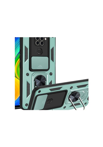 Xiaomi Redmi Note 9 4g Kılıf Pars Lens Yüzüklü Silikon - Yeşil Evimdeyokyok