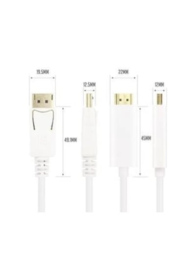Vcom Cg605l-3.0 Beyaz 3.0mt Display Port Erkek To Hdmi Erkek Kablo Kdo