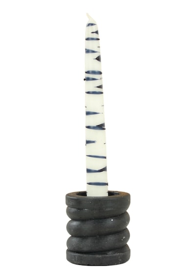 Mumluk Şamdan Tealight Ve İnce Mum Uyumlu Spiral Model - Siyah