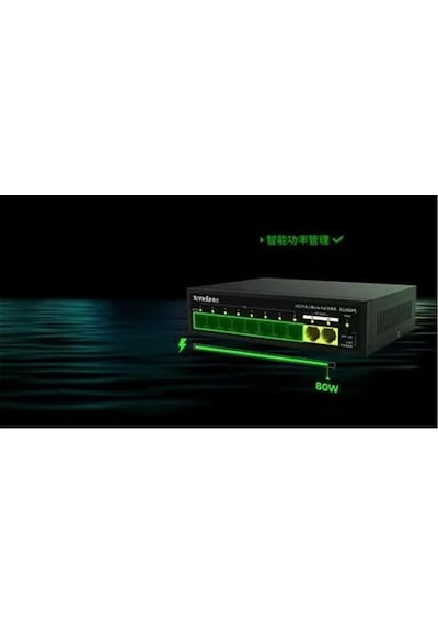 Tenda S110gpc 10 Port 8 Port Poe+ 10-100 Mbps + 2 Port 10-100-1000 Uplink Switch Çelik Kasa