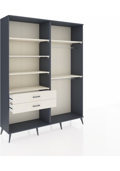 Hyperion Gardrop 6 Raflı 2 Çekmeceli 2 Askılı 176x44x221 Antrasit-aytaşı Aytaşı Hyperion Gardrop 6 Raflı 2 Çekmeceli 2 Askılı 176x44x221 Antrasit-aytaşı Aytaşı