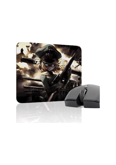 Youjo Senki Kaymaz Dikişli Kauçuk Oyuncu Mousepad V4 - 22x18 Gaming Mouse Pad Fare Altlığı