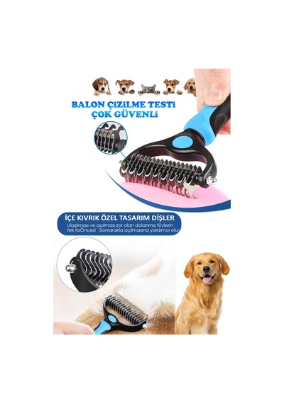 Mucit Home Metal Uçlu Köpek Kedi Uzun Tüy Bakım Tarağı Tüy Topak Kıtık Açıcı Tarak 1 Adet