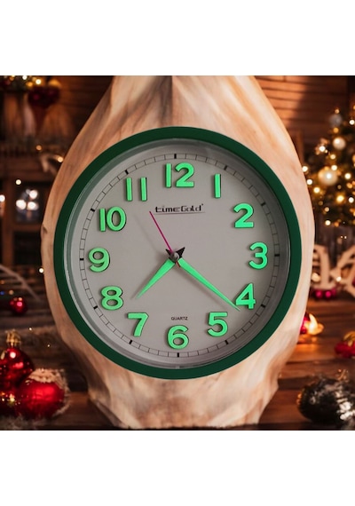 Fosforlu Kabartma Rakam Küçük Çocuk Odası Yeşil Duvar Saati Çap 22 Cm Yeşil