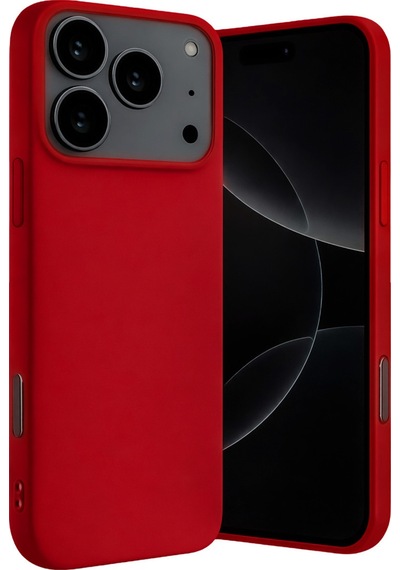 Apple iPhone  Uyumlu,  17 Pro Max Nano İçi Kadife Silikon - Kırmızı