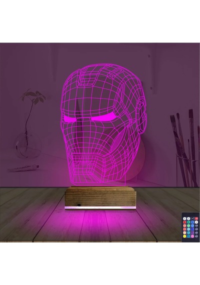 Luvivia Ironman Robot 3d Lamba - Masa Gece Lambası Şeffaf